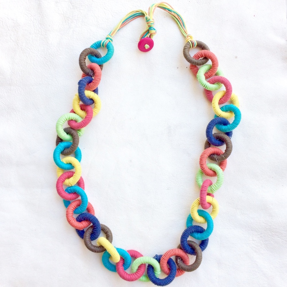 GORGEOUS Vintage Chunky Rainbow Chain Necklace